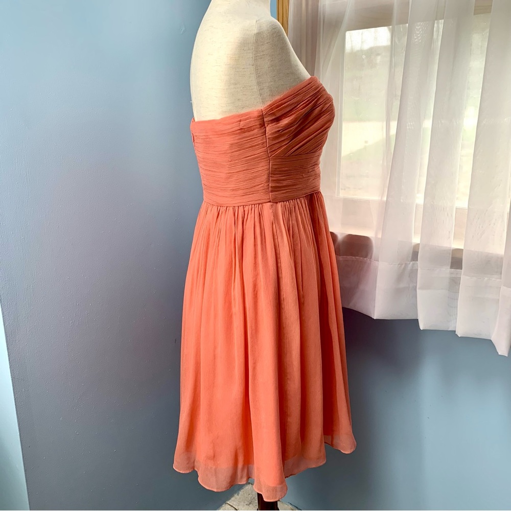 J. Crew Peach Silk Chiffon Strapless Dress - Picture 5 of 10